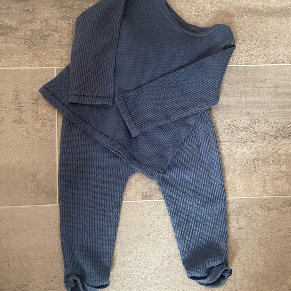 Waffleknit Blue MudPie Kids 2 Piece Set